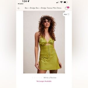 Bec + Bridge Teresa mini dress Lime Green Size 10